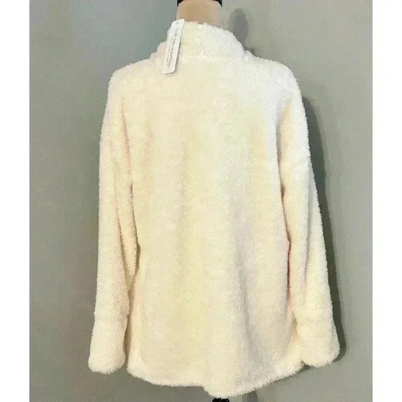 Soft Surroundings Cozy up Cardi Cardigan Fleece Ivory Size Medium NEW - Picture 2 of 6